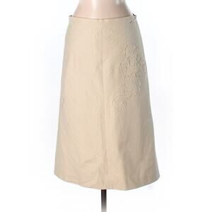 BCBGMAXAZRIA Y2K Minimalist Raised Print A-Line Nude Beige Cotton Skirt Size 4